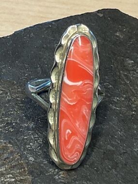 Rhodochrosite silver ring